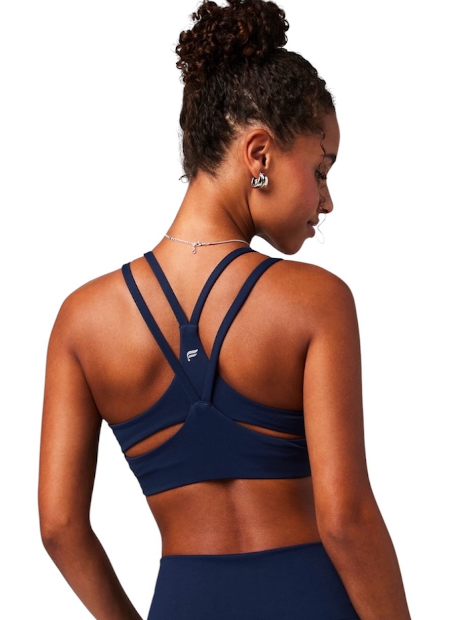 Fabletics Navy Blue Principal Low Impact Strappy Cutout Sports Bra